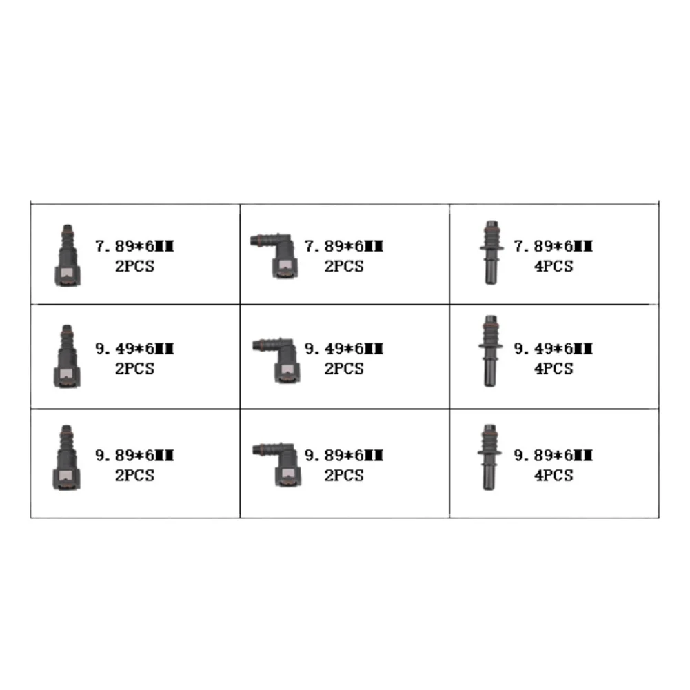 For SAE Compliant Fuel Quick Connectors 24 pcs Set for 9.89 mm 9.49 mm 7.89 mm OD Tubing for Vehicles and Machines