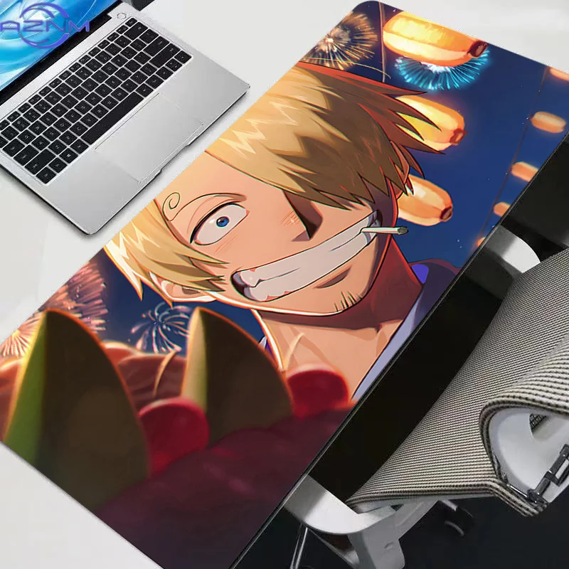 Mouse Pad One Piece Sanji Anime Large Gamer Gaming Accessories Speed Keyboard Rubber Lock Edge Desk Mat Laptop Mousepad