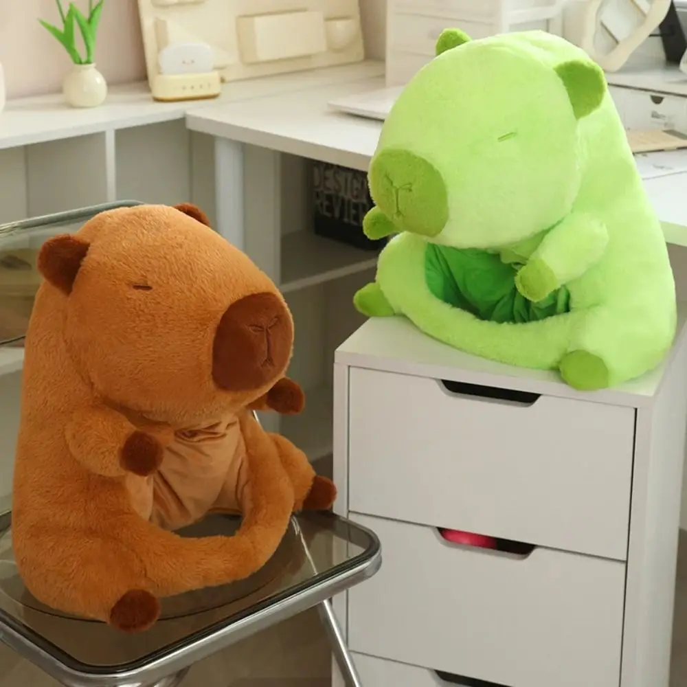 Boneka Boneka Capybara Topi Rambut Mewah Koleksi Masker Kepala Capybara Tebal Hangat Topi Hewan Pengerat Hewan Mewah Lembut