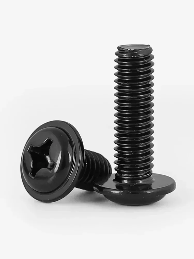 200pc M4 304 A2 Stainless Steel PWM DIN967 Cross Phillips Pan Round Truss Head With Washer Padded Collar Screw Bolt L=4-22