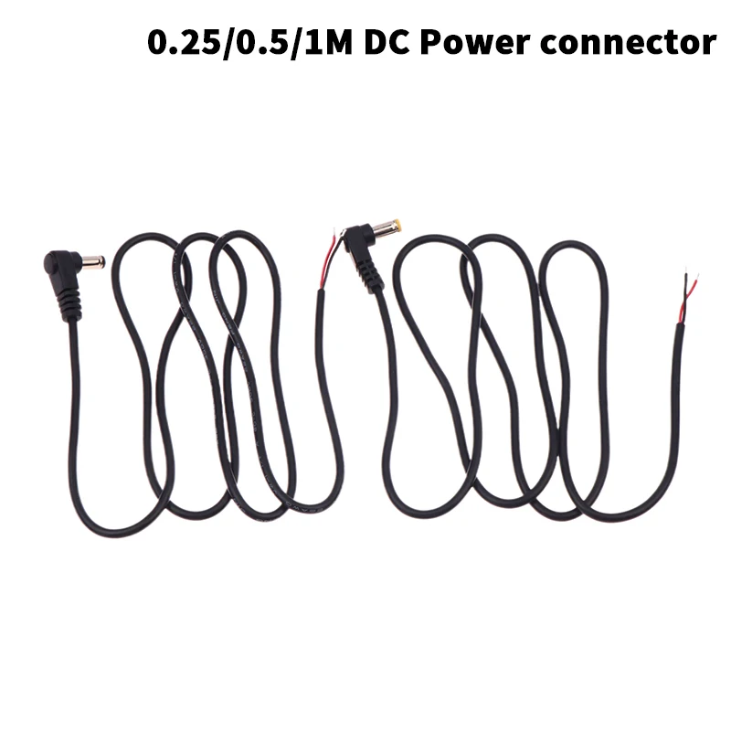 New 5.5 X 2.1mm/2.5mm Right Angle DC Power Cable DC Male Plug Power Connector Plug Connector Extension Line