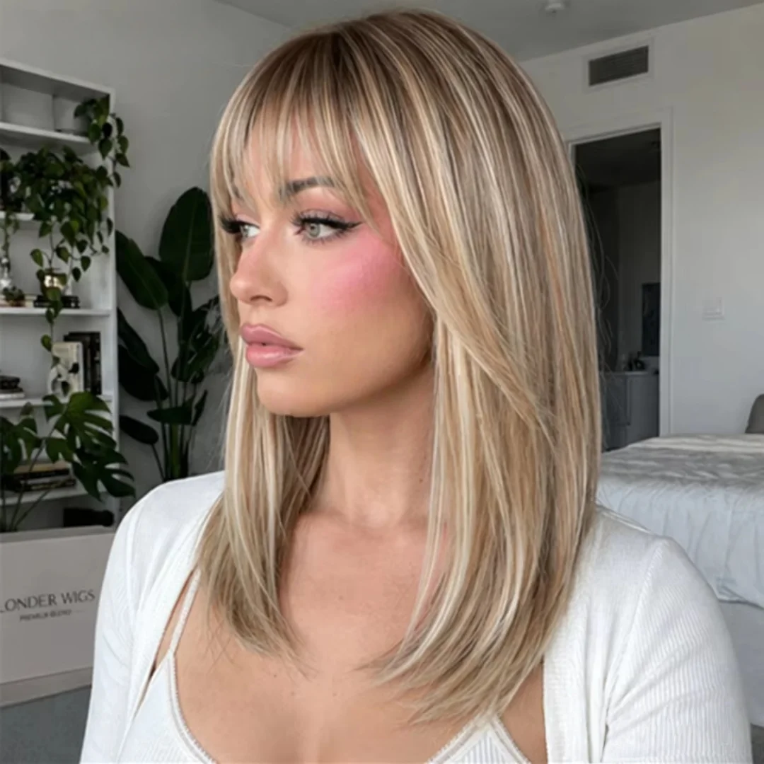 Fashion Highlight Blonde Glueless Soft Natural 18inch Wave 180 Density Deep HD lace front wig, suitable for women Heat Resistant