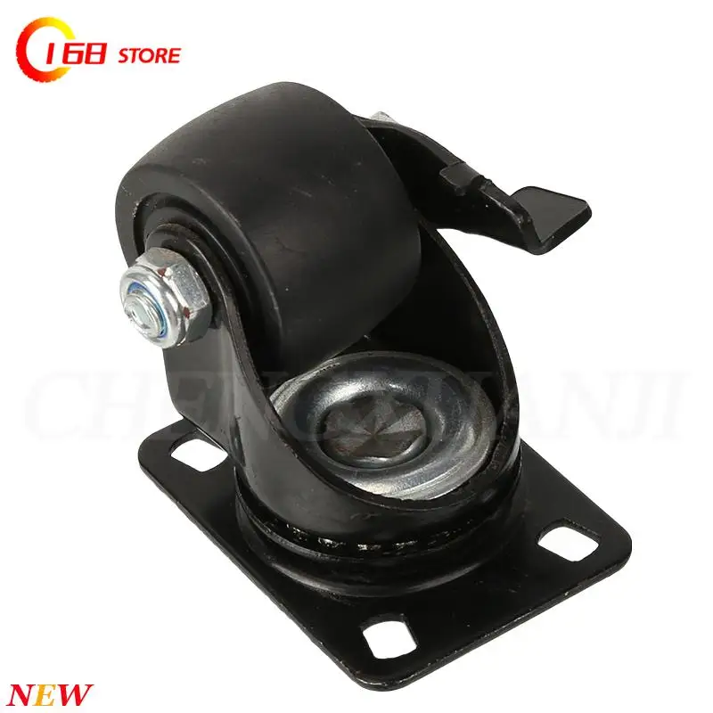 Heavy Duty 1.5 Inch Black Swivel Caster Pulley - Wheel with Flat Brake & Stylish Gold Drill Design for Furniture & Machinery