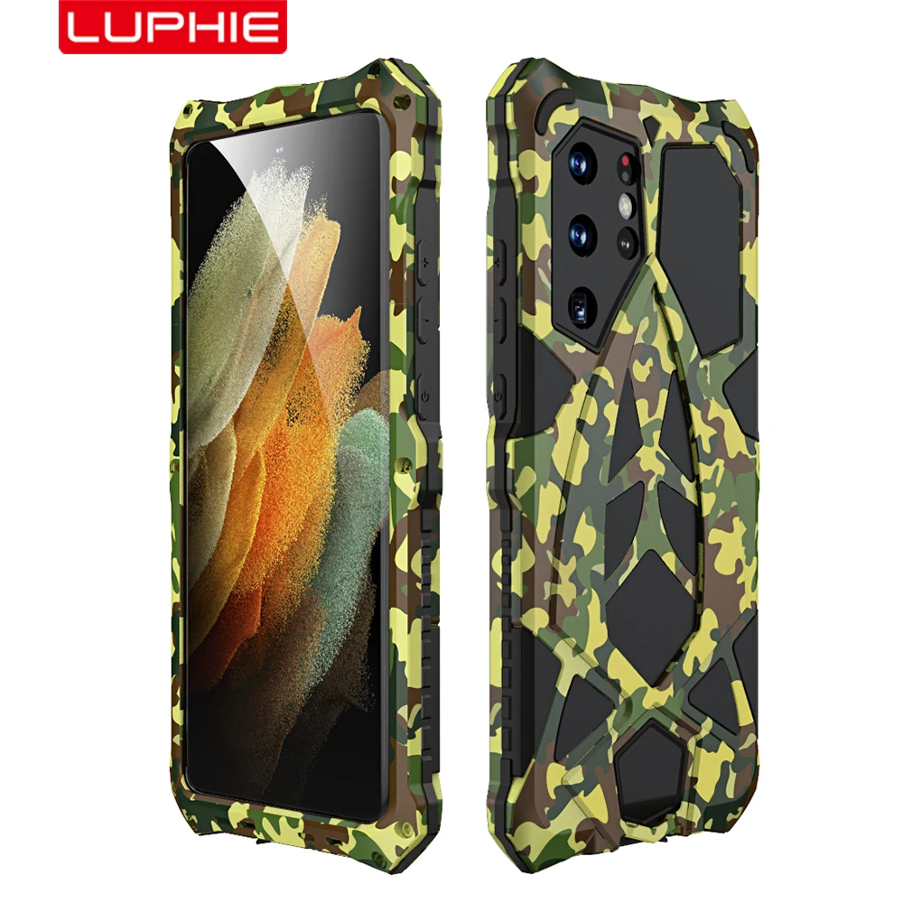 

Luphie Shield Phone Case For Samsung Galaxy S21 Ultra Plus Military Grade Drop Tested Case S21 Metal Aluminum Rubber Gel Cover