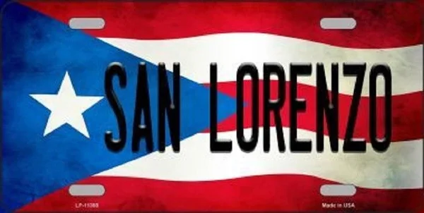 

San Lorenzo Puerto Rico State Flag Background Novelty Metal License Plate Tag