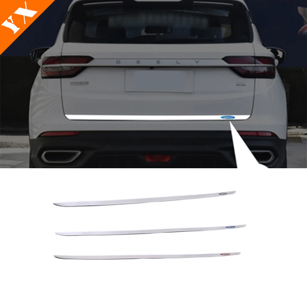 Stainless Garnish For Geely Coolray Accessories 2019-2022 Car Tailgate Rear Door Cover Molding Trim Tail Door Trim Sticker Cover