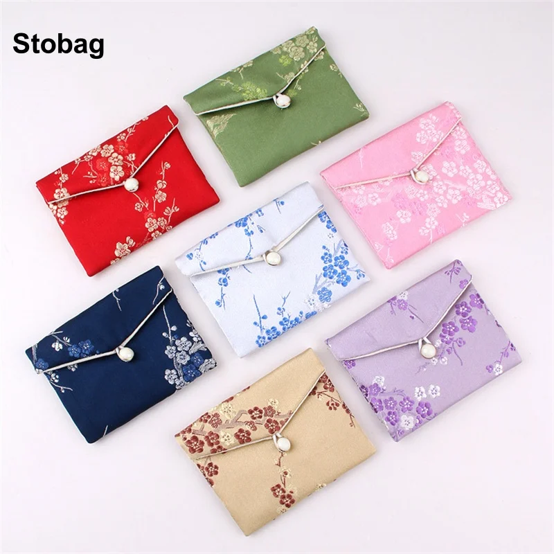 

StoBag 20pcs Chinese Silk Cotton Jewelry Bag Brocade Small Gift Bracelet Earring Packaging Storage Bundle Pocket Reusable Pouch