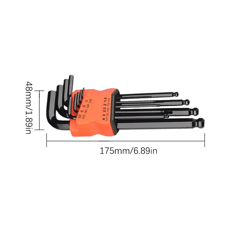 9 Chiếc Chìa Khóa Allen Cờ Lê Kéo Dài Cánh Tay Bóng Cấp Lục Giác Bộ Chìa Khóa Cờ Lê Hình Chữ L Trang Sức Giọt