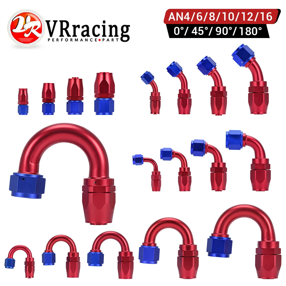 AN6 AN8 AN10 AN12 AN16 Straight 0 45 90 180 Degree Oil Fuel Swivel Hose End Fitting Oil Hose End Adaptor Kit Red and Blue