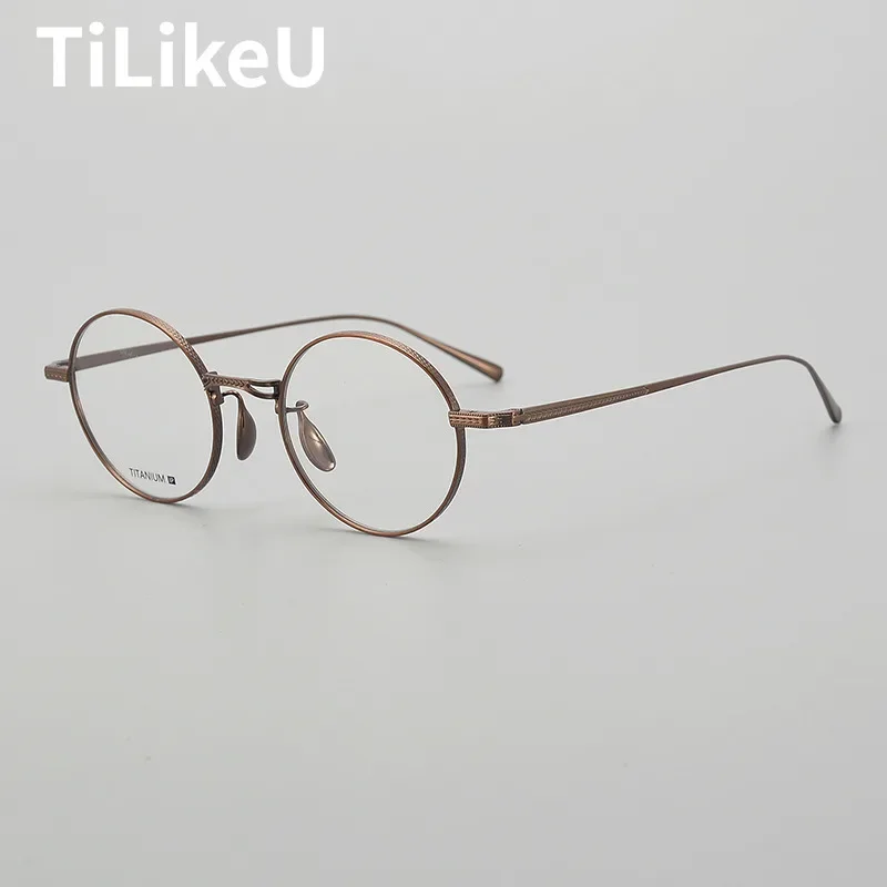 Japanese Round Optical Eyeglasses High-quality Pure Titanium Ultra-light Fashion Men Women Eye Glasses Myopia Flat Glasses Frame