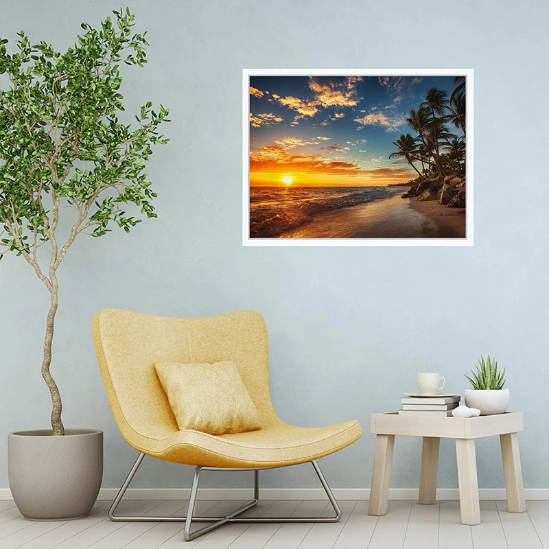 Paint With Diamond Embroidery "Seascape" Diamond Painting Full Round Picture Of Rhinestone Home Decor