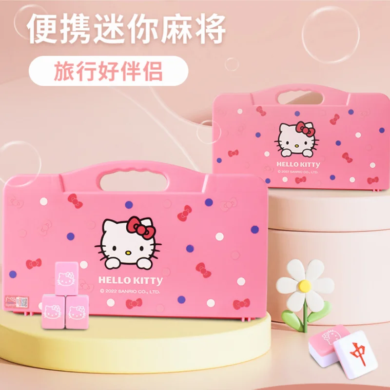 Cartoon Sanrio Mini Mahjong Cute Hello Kitty Mahjong Friends and Besties Party College Dormitory Games Girls Birthday Gifts