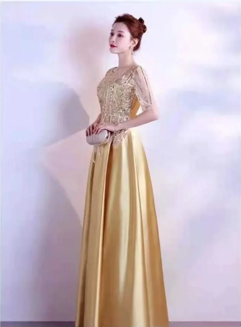 Robe longue en satin à paillettes pour femmes, robe à bretelles spaghetti, robe de soirée élégante, robe maxi sexy, tenue de club dorée, nouveau, automne