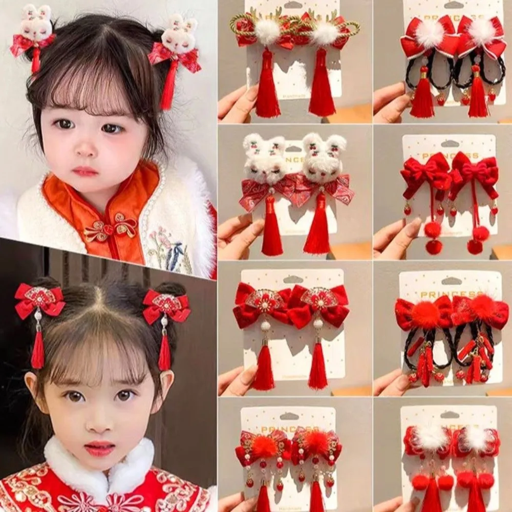 

Cloth Chinese Tassel Fan Hairpin Bow Tassels Japanese Kimono Headwear Kimono Hair Clip Flower New Year Bow Hairpin Women/