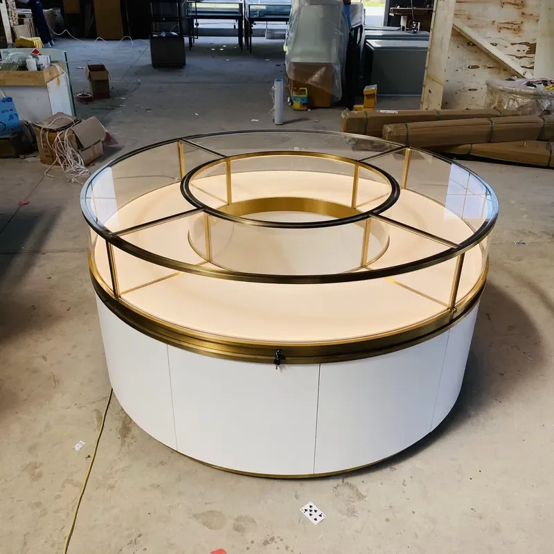 Oval & Round Stainless Steel Jewelry Display Rack Store Showcase for Glass Jewellery Shop Furniture
