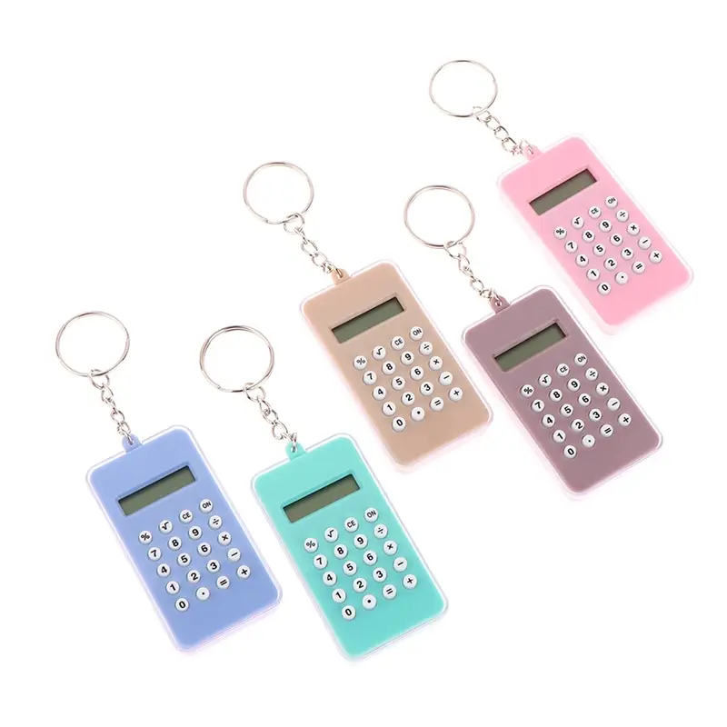 Portable Digital Calculator Kawaii Mini Calculator Pocket Display Cartoon Cute Creative Keychain Calculator Office Supplies