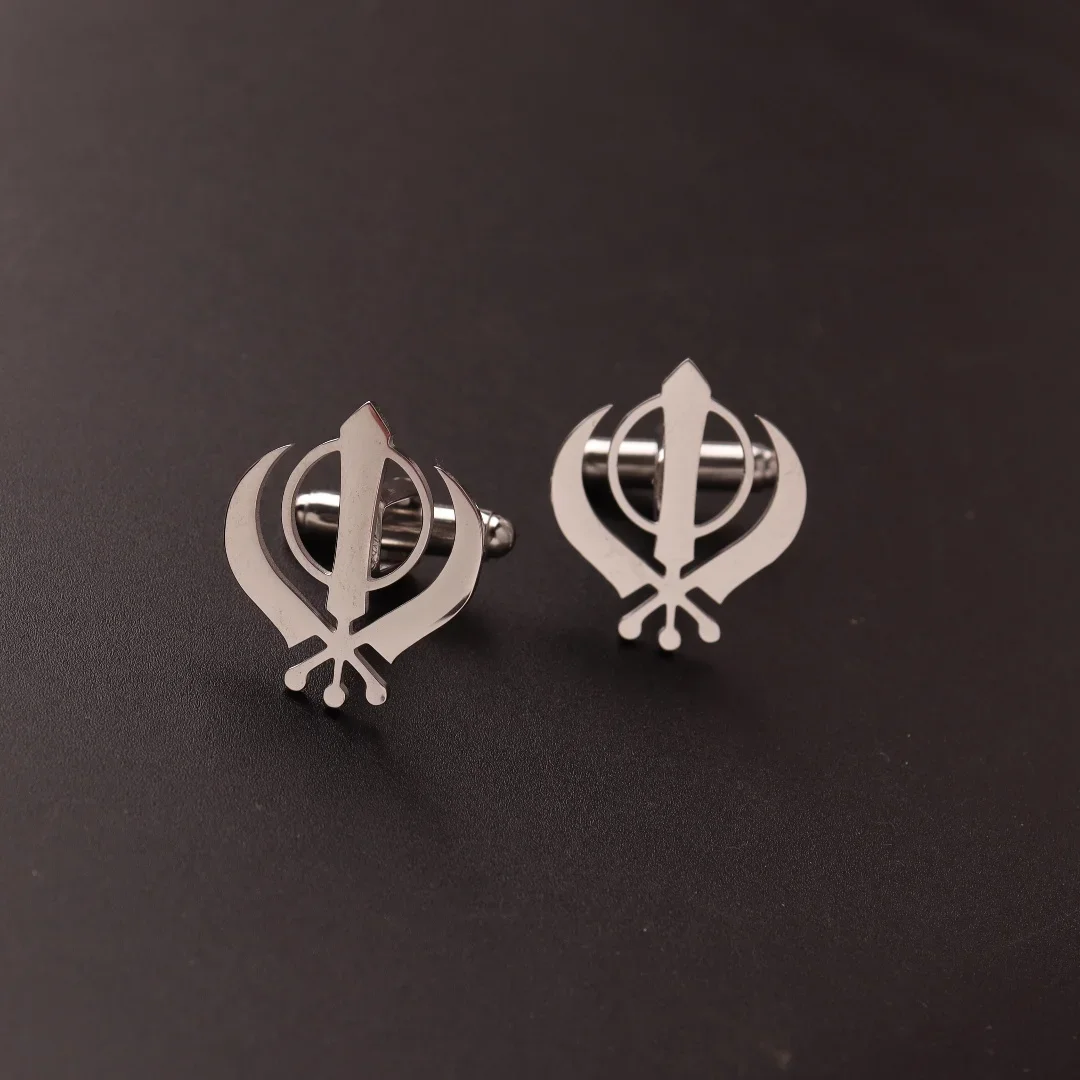 1 paar Edelstahl Manschettenknöpfe Männer Manschette ButtonLion Eagle Kreuz Sikh Symbol Für Hochzeit Hemd Abzeichen Pin Business Hemd Manschette – Detail 11
