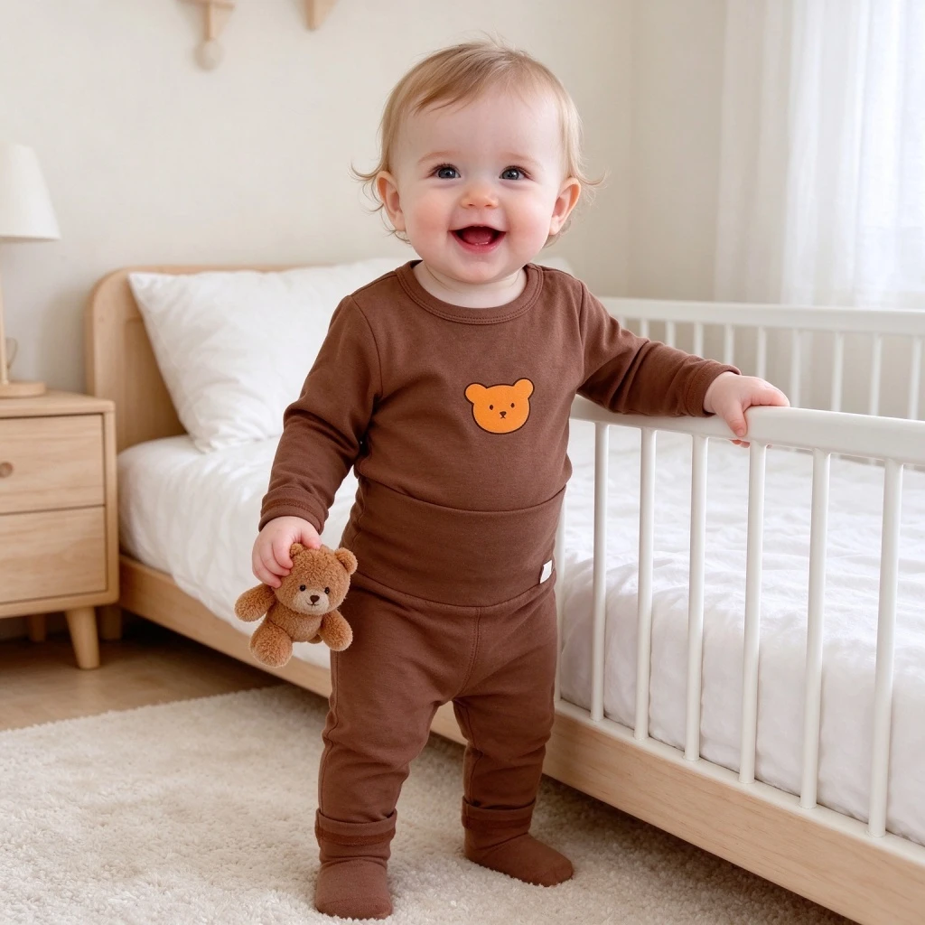 Korean Style Spring Autumn Home Wear For Baby Boys Girls 0 To 3Years Fashion Simple Underwear Sets Infant Daily Pajamas Suits