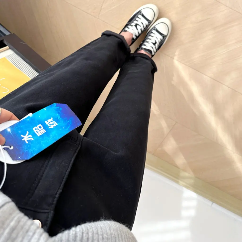 

Женские утолщенные брюки на флисовой подкладке, закрывающие бедра, норковые бархатные зауженные джинсы со свободной талией, удобный крой