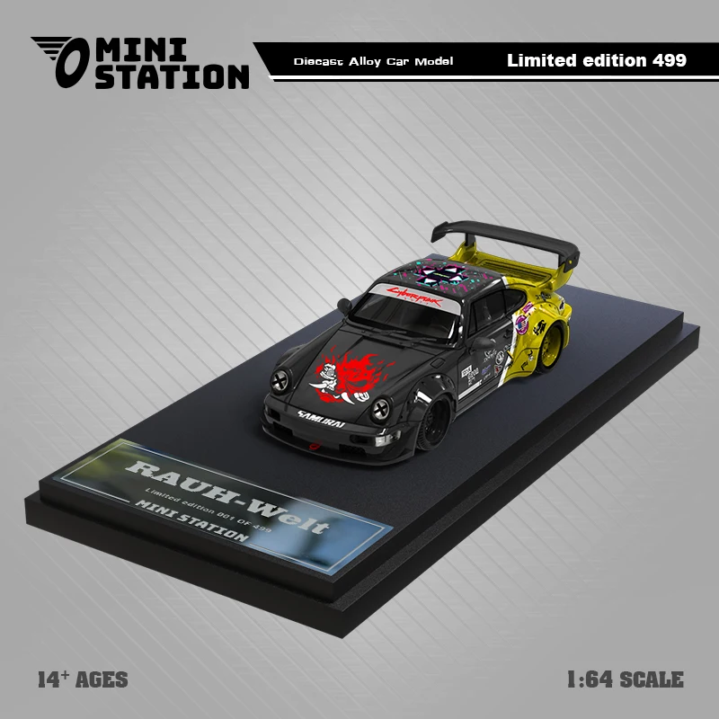 MiniStation 1:64 RWB 964 SAMURAI figura de acción verde plateado modelo de aleación