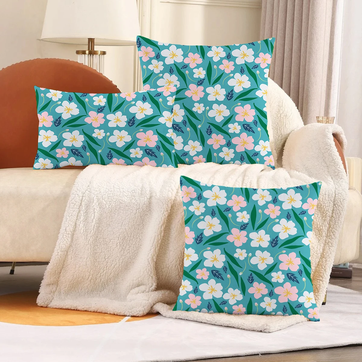 

Ультра мягкий короткий плюшевый синий цветок акварельный принт наволочка без подкладки цена