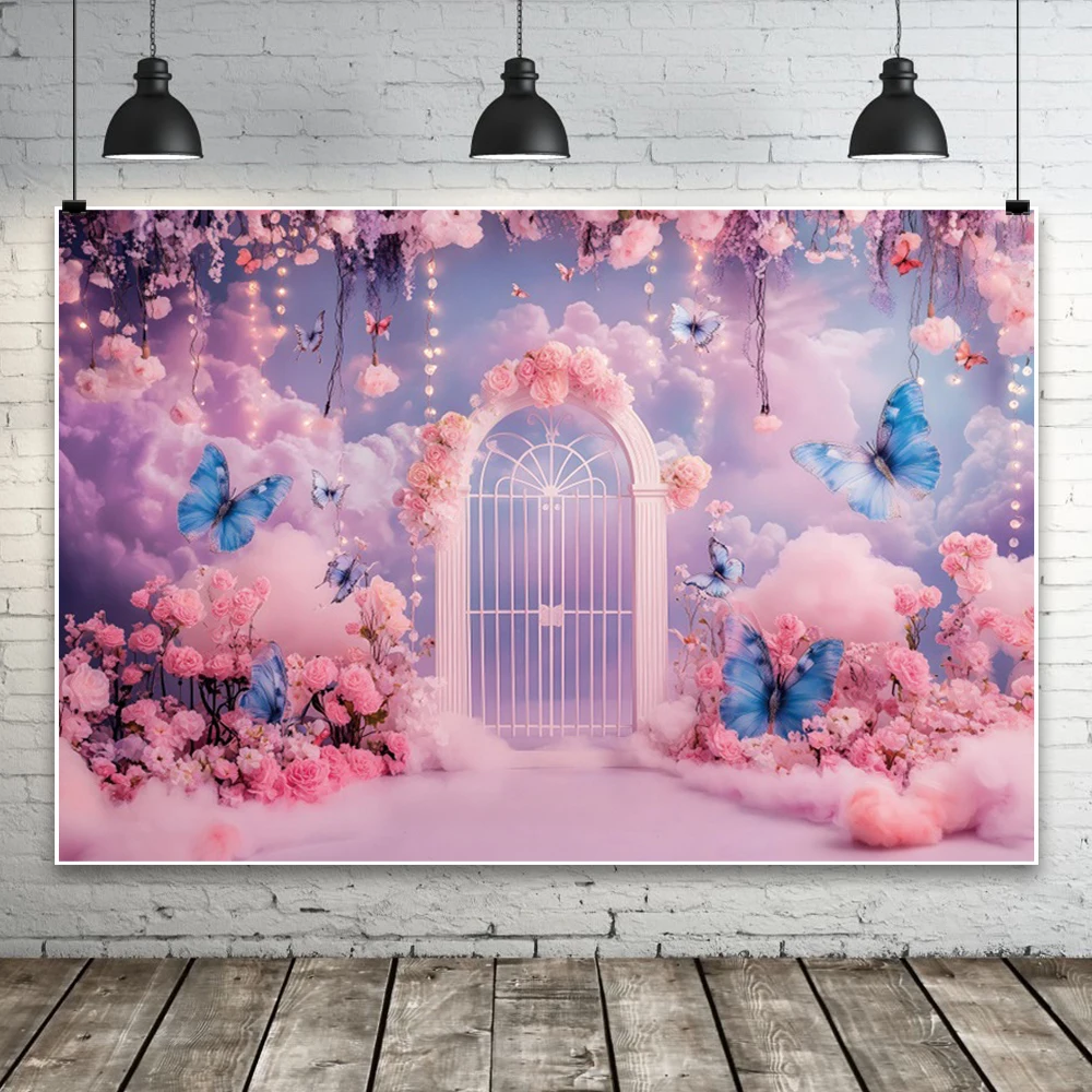 Dreamy Butterfly Flowers Garden Photography Backdrop Romantic Wedding Kids Birthday Party Portrait Baby Shower Photo Background