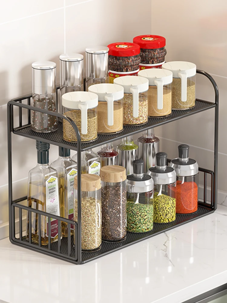 

Modern Simple Metal Kitchen Storage Ra Spice Organizer Home Use Countertop Multi-Function Seasoning id Storage elf