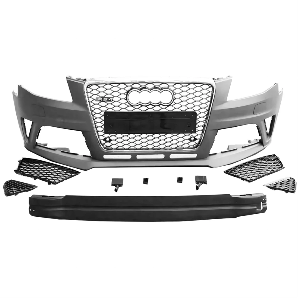 Full RS4 Style Body Kit For Audi A4 B8 09-12 Front Bumper with Grill Rear Lip Diffuser with Muffler Tip