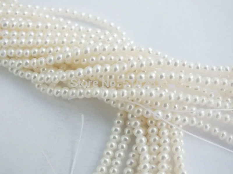 5pcs  2.5mm High Quality White Round Freshwater Pearl String 15