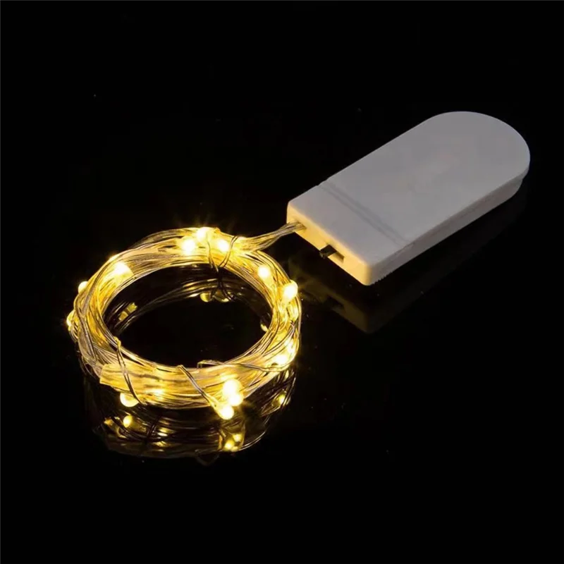 LED Button Light String Button Battery Box Fairy Lights impermeabile Mini Firefly String Lights con filo d'argento flessibile