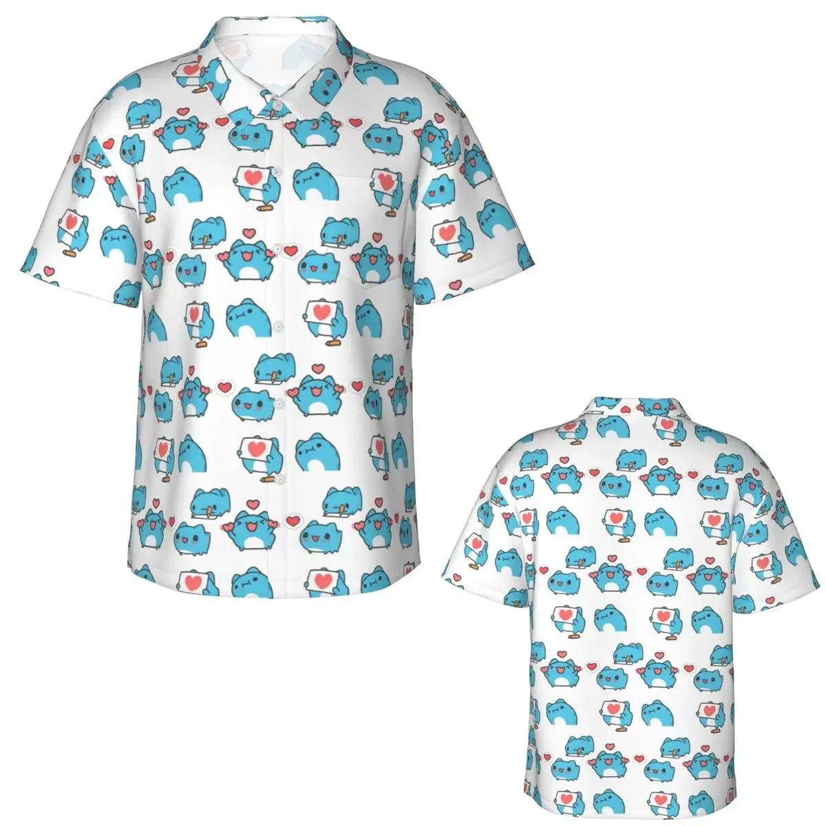 Comic Cat Bugcat Capoo Hawaiian Shirts Casual Men Short Sleeve Shirt for Summer Beach Men's Button Tops