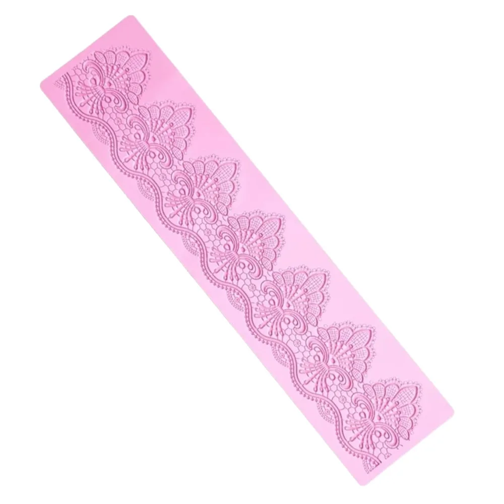 Silicone Floral Border Mold Flexible Vintage Floral Pattern Cake Lace Mat Reusable Embossed Texture Fondant Embossing Mat