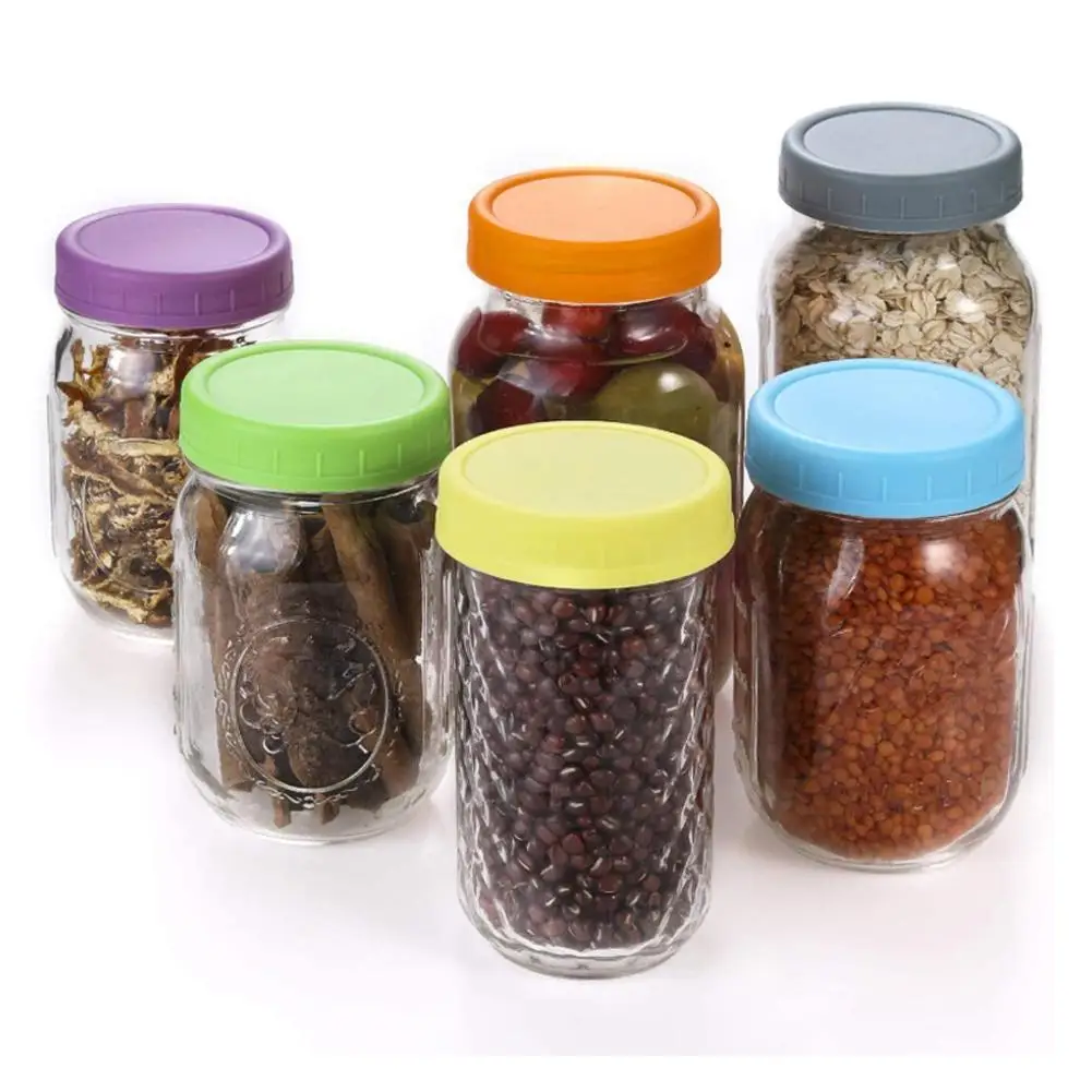 1 pz Mason Jar coperchi guarnizione a prova di perdite Silicone O coperchio a vite in plastica coperchio universale per tazza a bocca larga Cannin L8A5