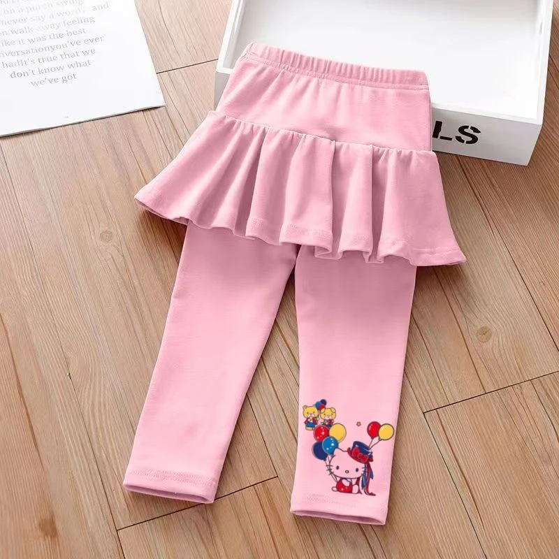 

Sanrio Autumn Baby Girls Clothes Children Hello Kitty Print Mosquito Resistant Pants Skirt Kid Sports Bottom Culottes Tracksuit