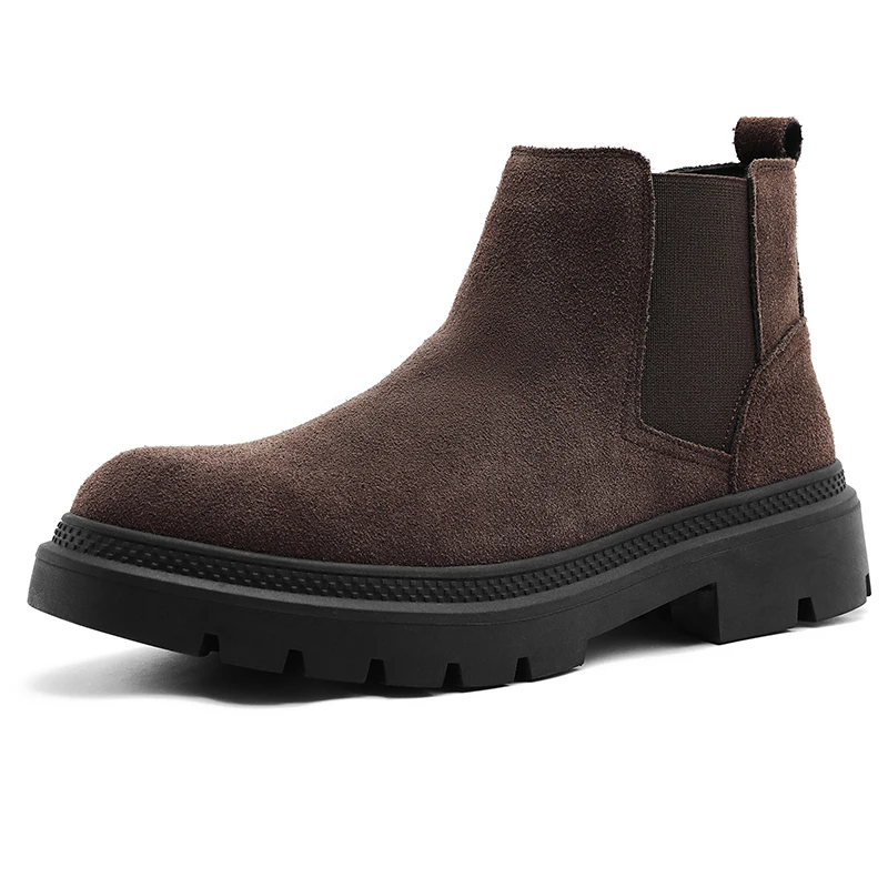 Genuine Leather Mens Chelsea Boots Slip on Male Casual Footwear All-match High Quality Ankle Boots Vintage Style Business Botas