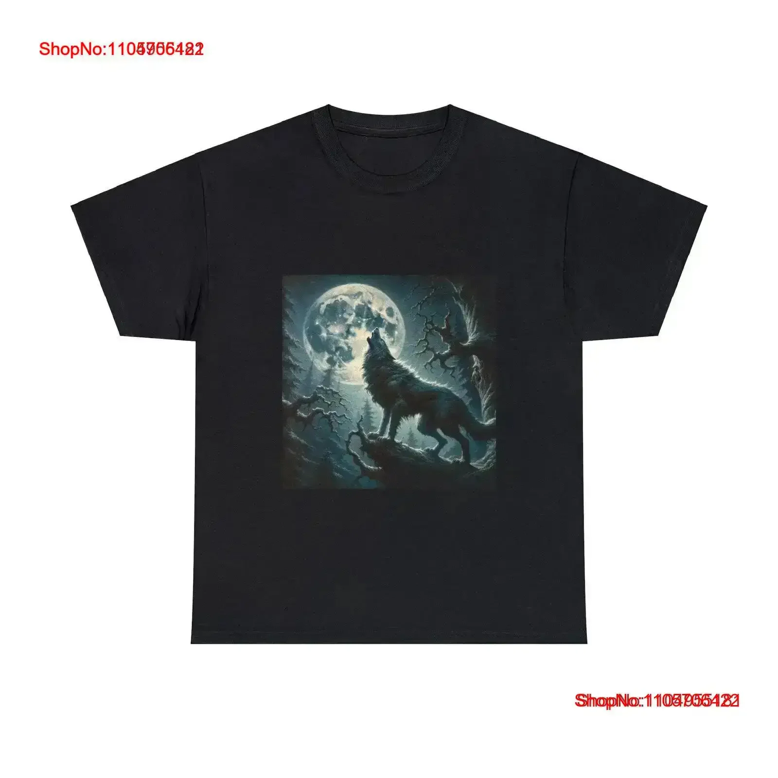 Howlin' At The Moon Cotton T shirt Lone Wolf Howling Moonlit Loneliness Wilderness Primal Cry Freedom Wildness Nobility