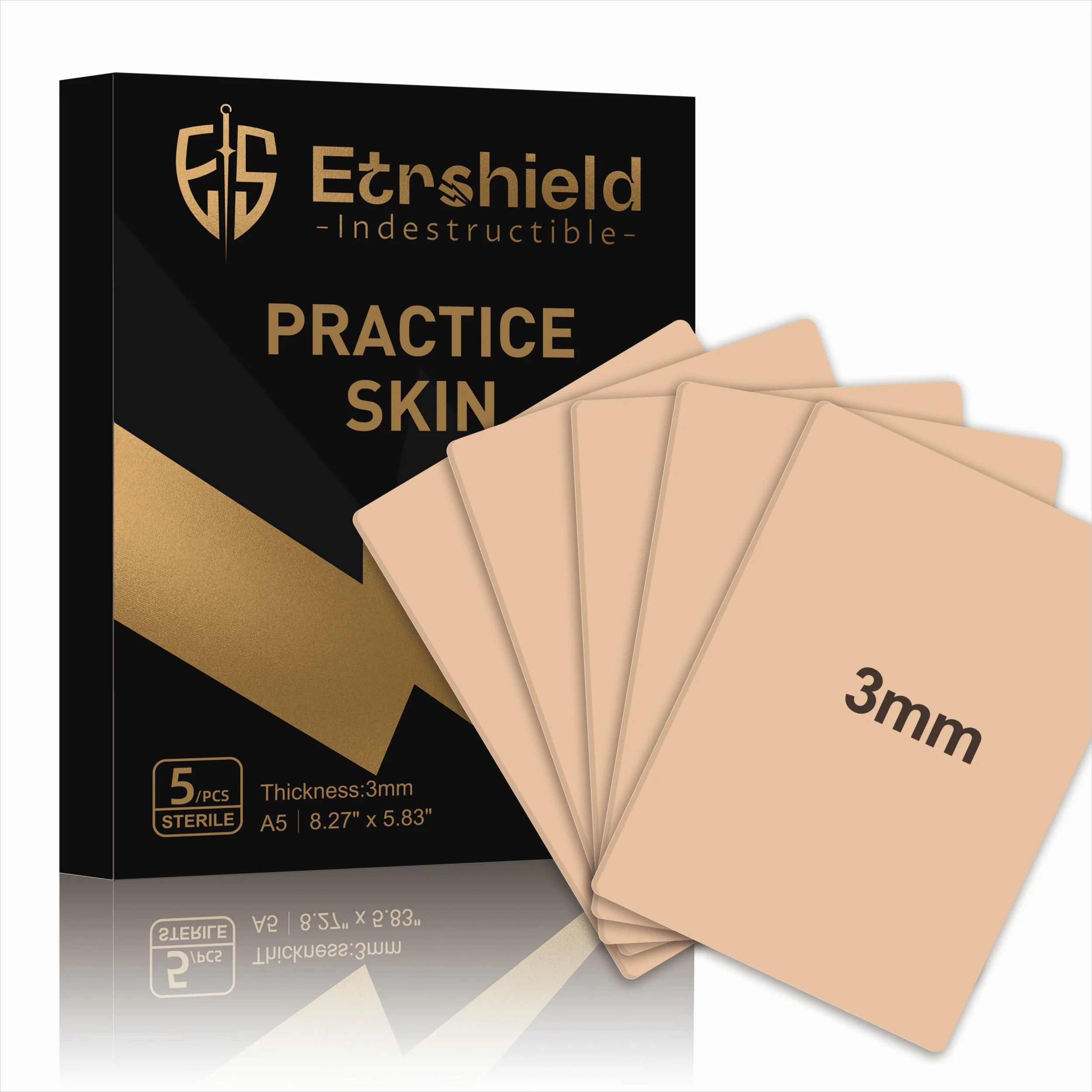 

3MM A5 Tattoo Fake Skin, 5Pcs 7.87" x 5.9" Double Sides Blank Tattoo Practice Skins for Tattooing & Microblading Eyebrow