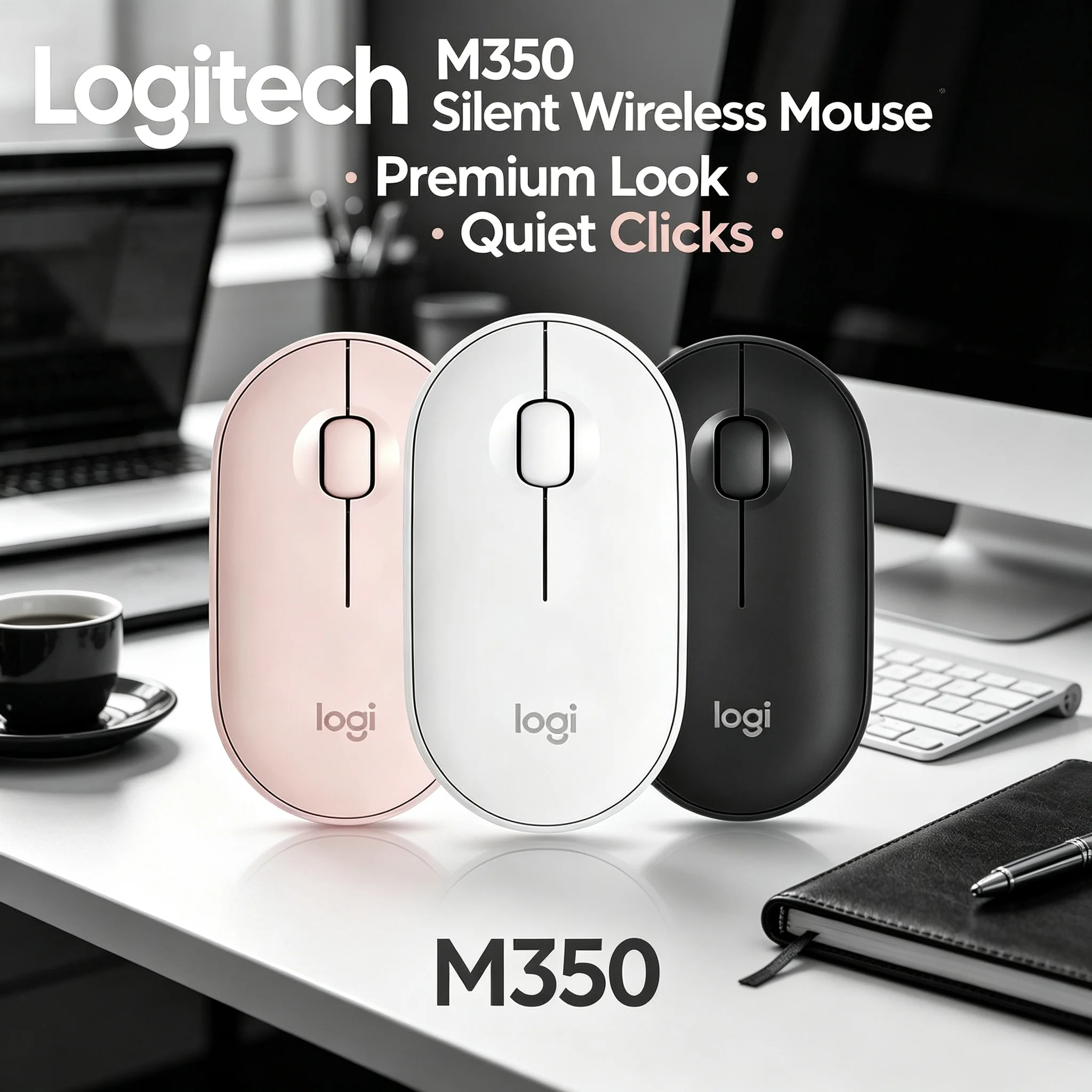 Logitech M350 Wireless Silent Mouse Multi Color Portable Optical Mice For Notebook