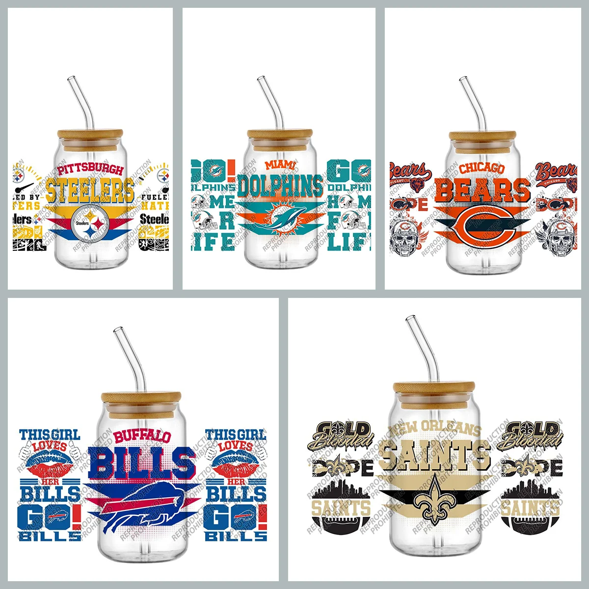 Sports Style UV DTF Cup Transfer Stickers Easy to Apply 3D Tumbler Glass Wrap Decal for Football Fans