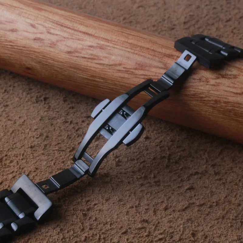 Paski do zegarków ze stali nierdzewnej Czarny 19MM 20MM 21MM 22MM 23MM 24mm Metalowy pasek do zegarka Bransoletka na nadgarstek Solid Link Zakrzywione końce męskie