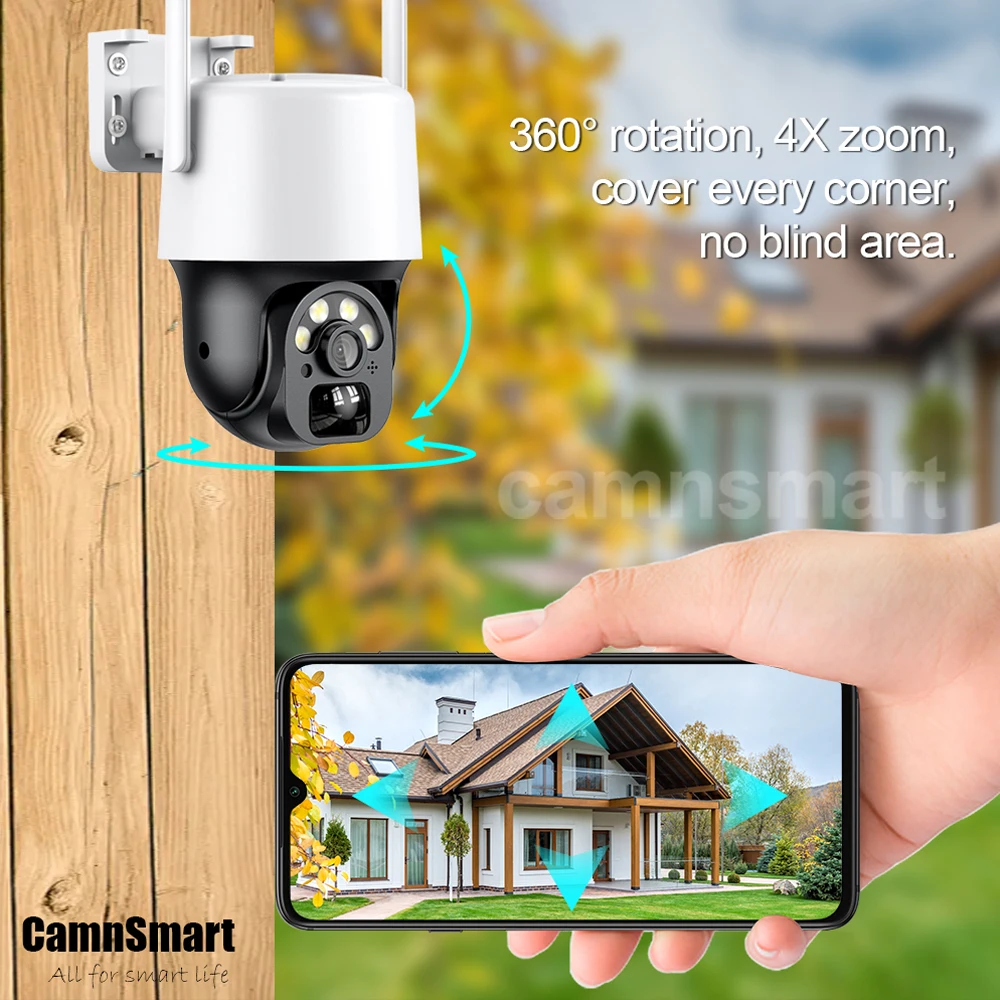 Tuya Solar WIFI Outdoor Camera Wireless Built-in 9600mAh Battery 3MP PTZ PIR Human Detection Two Way Talk 4X Zoom Security  Home