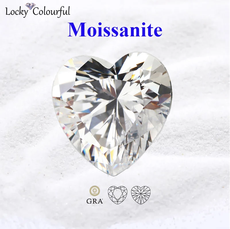 Moissanite Heart Shape B Group Style Multiple Colors VVS1 DIY Charms Beads for Jewelry Earrings Making with GRA Certificate