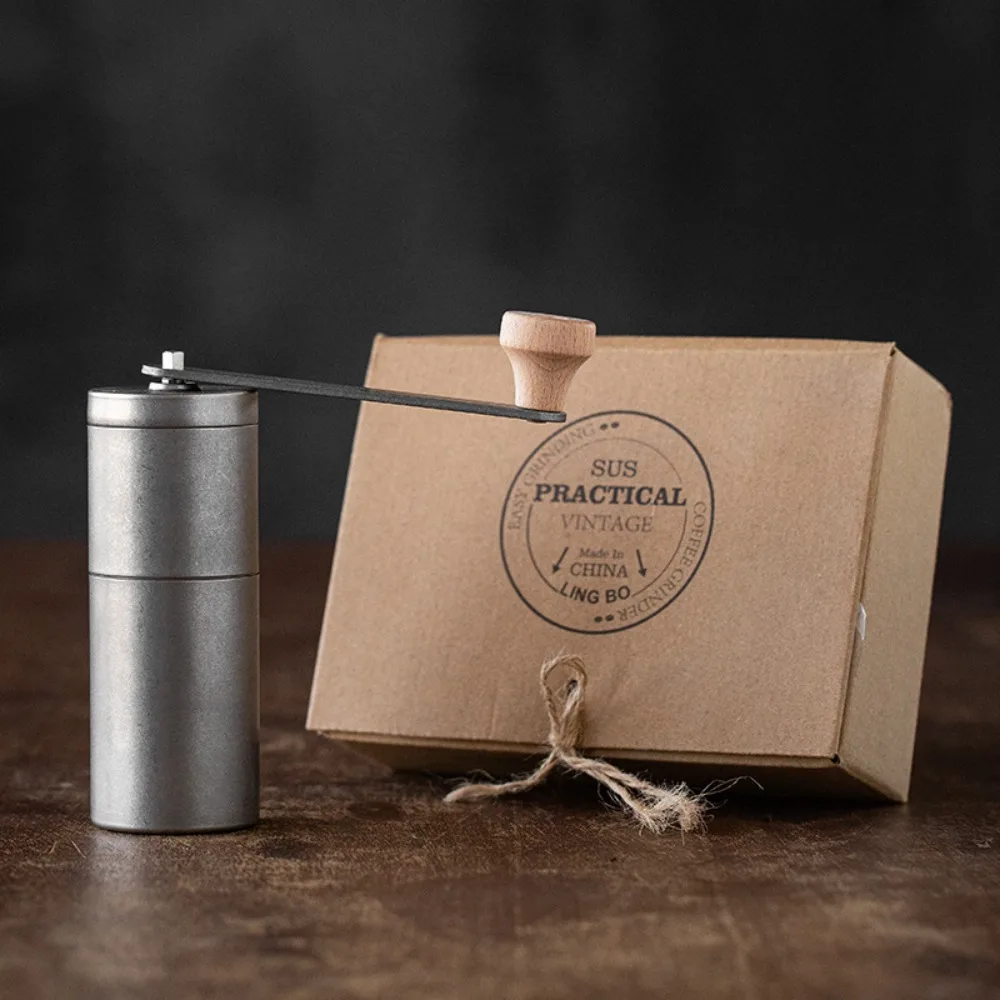 

Old and upgraded hand-cranked bean grinder, hand-cranked coffee machine, stainless steel movement adjustable thickness