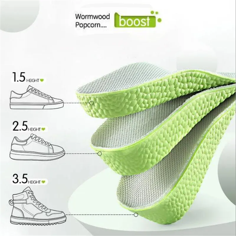 Memory Foam Height Increase Insoles for Men Women Shoes Flat Feet Arch Support Orthopedic Insoles Sneakers Heel Lift Shoe Pads