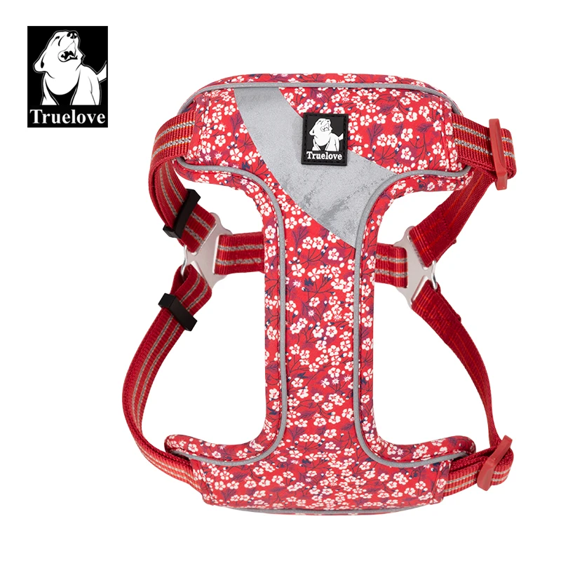 Truelove Floral Dog Harness Soft Padded Cotton Pets Vest Dog Harness Adjustable Snappy Easy Fit Travel TLH5952