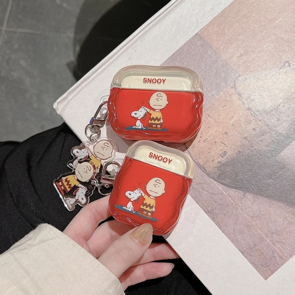 لطيف الكرتون سنوبي تشارلي براون حقيبة سماعة الاذن ل Airpods 4 برو 2 1 2 3 سماعة لاسلكية تعمل بالبلوتوث سماعة الغطاء الواقي قلادة