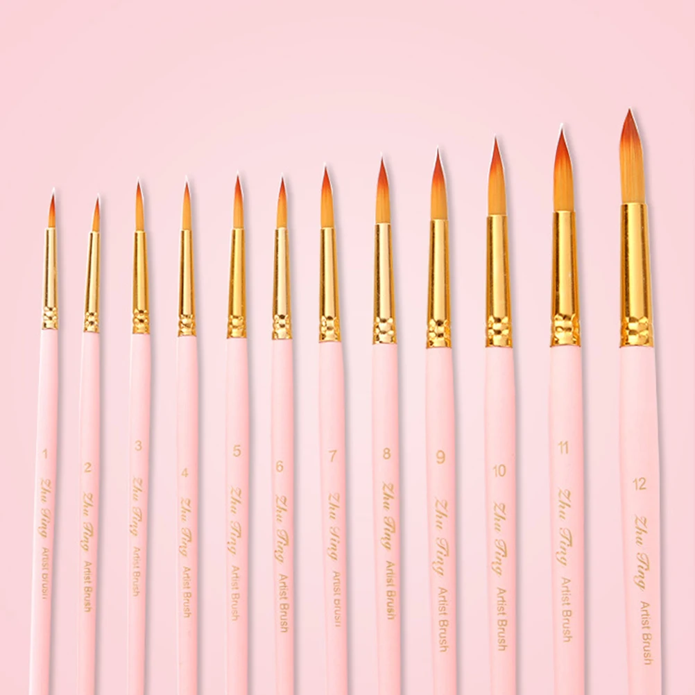 

12 Pcs Brush Set Botanical Painting Watercolor Miniature Art Bamboo