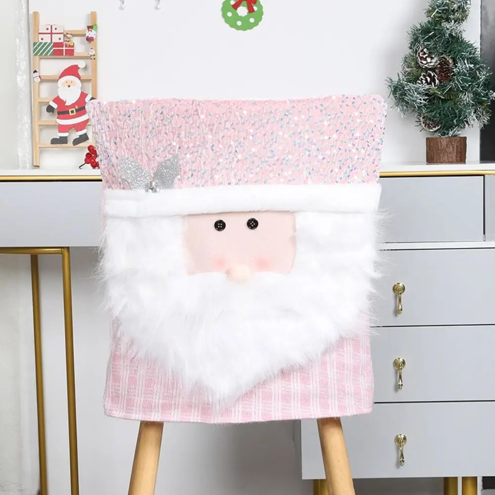 

Snowman Christmas Chair Cover Soft Stretch Xmas Dinner Chair Seat Cover Pink Elk Festival Table Decor New Year Supplies