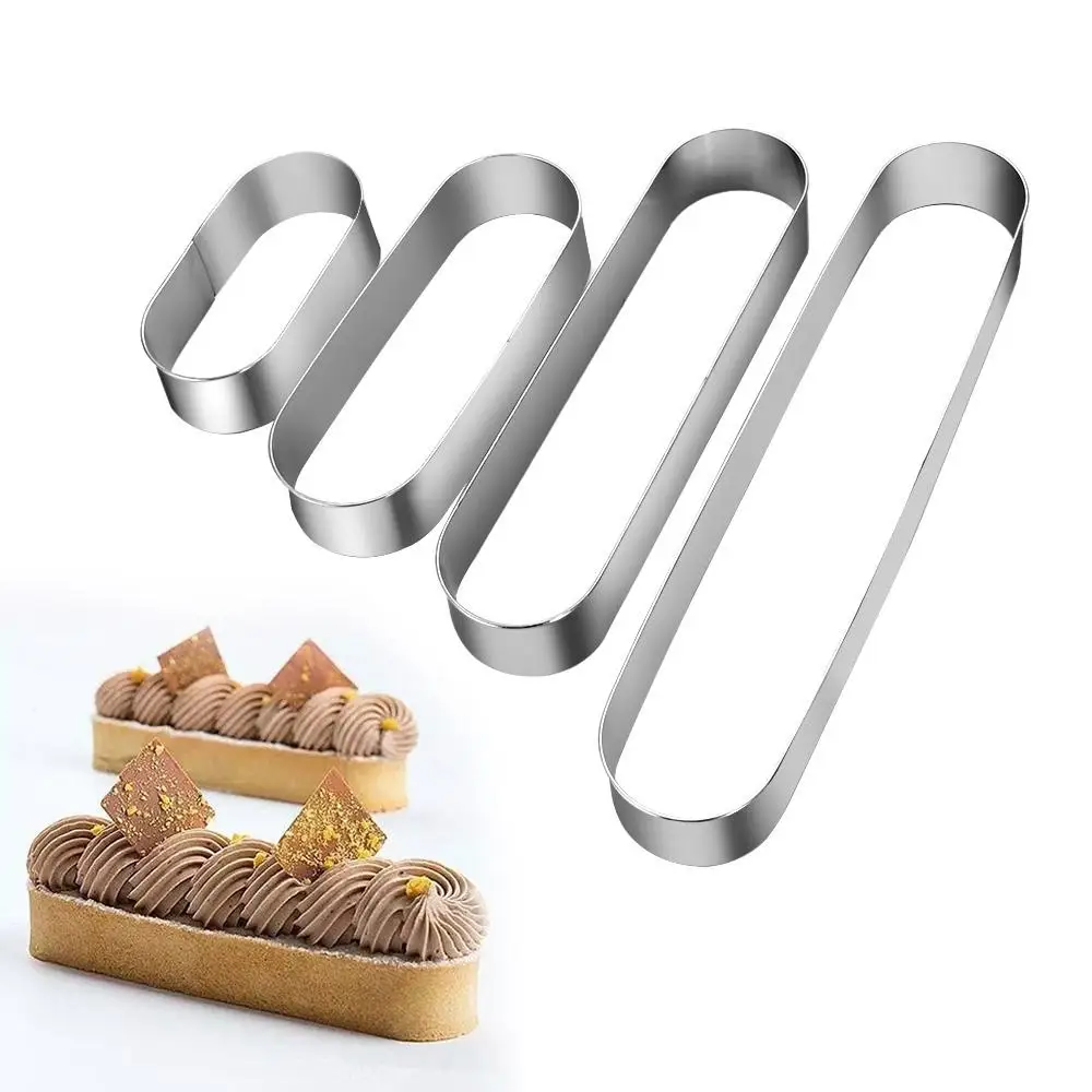 Kitchen Metal Baking Stainless Steel Mousse Ring Cake Mold Long Oval