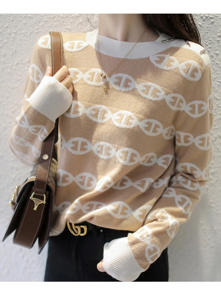 Suéter de Lana Tejida uesa DORACTR para Mujer, Estilo Informal para el Trabajo, Ajustado, Textura Fina, Bordado con Hebilla...